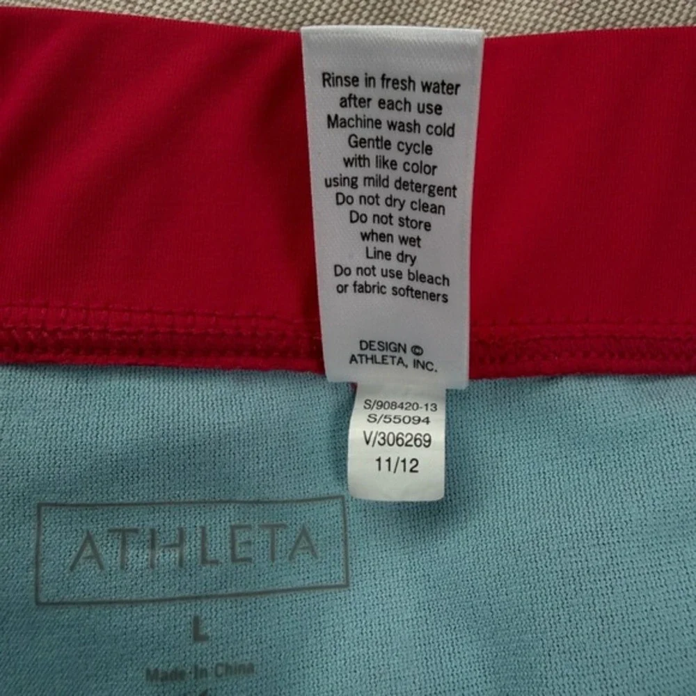 Athleta Hipster Full Swim Bottoms Size Large Red/Pink‎ Medium-Rise Full Coverage